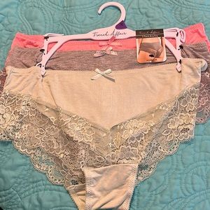 NWT French Affair 3 pack lace boy leg panties XL
